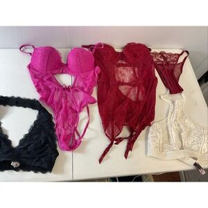 5 Piece sz S LOT Victorias Secret Bra Panties, Teddy Lingerie Some NEW lacy Sexy